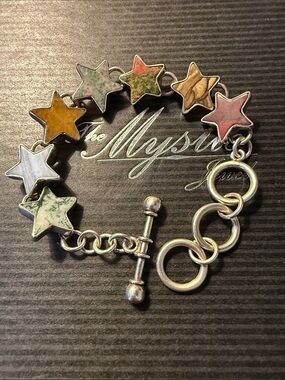 CHARLES ALBERT Multicolor Star Stone Solid Sterling Bracelet Stamped